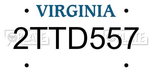 2TTD557 Virginia License Plate