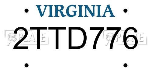 2TTD776 Virginia License Plate