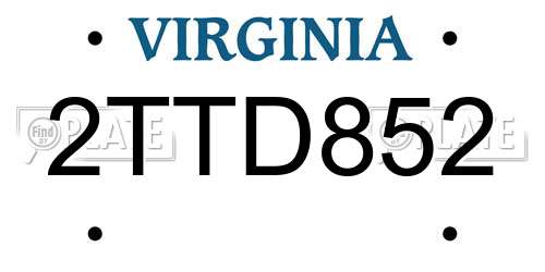 2TTD852 Virginia License Plate