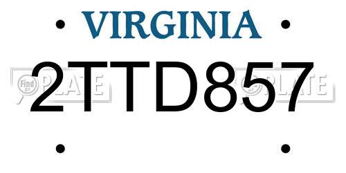 2TTD857 Virginia License Plate