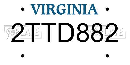 2TTD882 Virginia License Plate
