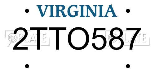 2TTO587 Virginia License Plate
