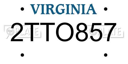 2TTO857 Virginia License Plate
