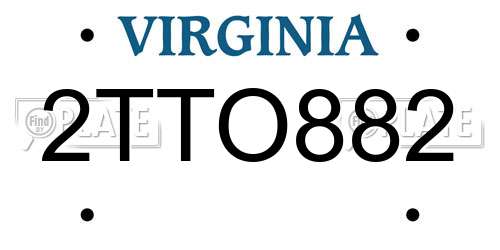 2TTO882 Virginia License Plate