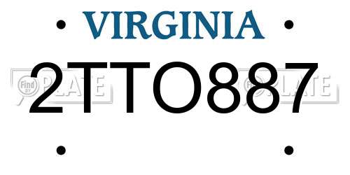 2TTO887 Virginia License Plate