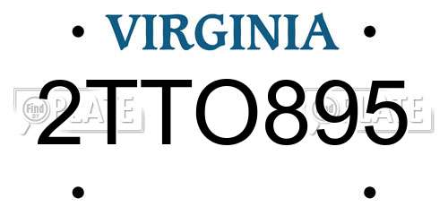 2TTO895 Virginia License Plate