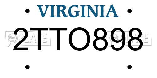 2TTO898 Virginia License Plate