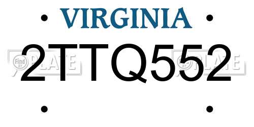 2TTQ552 Virginia License Plate