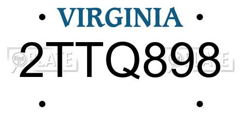 2TTQ898 Virginia License Plate