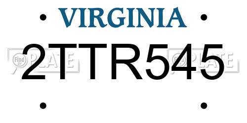 2TTR545 Virginia License Plate