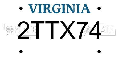 2TTX74 Virginia License Plate