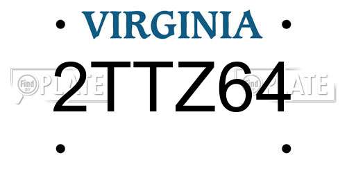 2TTZ64 Virginia License Plate