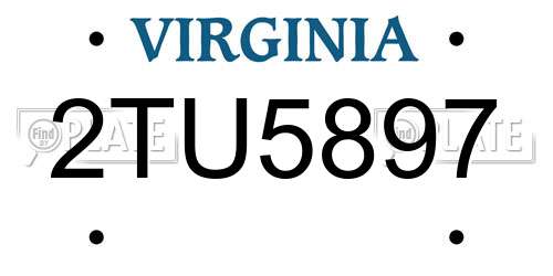 2TU5897 Virginia License Plate