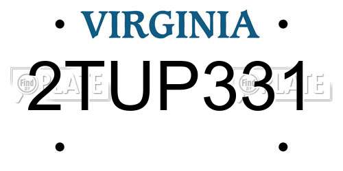 2TUP331 Virginia License Plate