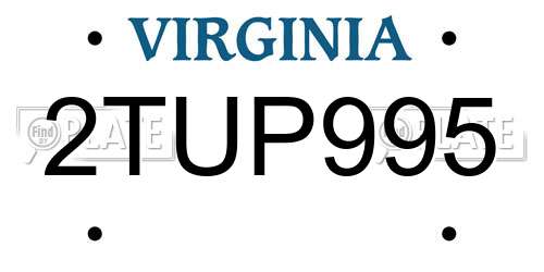 2TUP995 Virginia License Plate