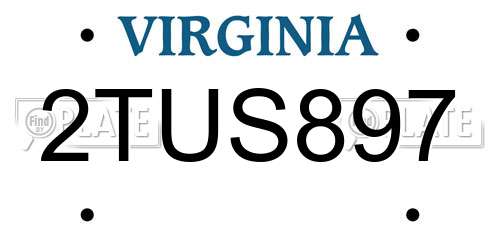 2TUS897 Virginia License Plate