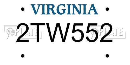 2TW552 Virginia License Plate