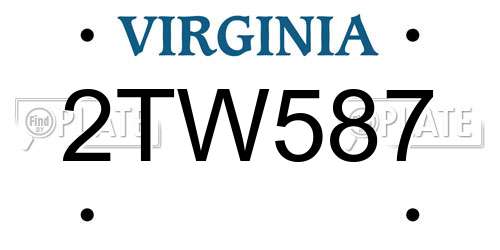 2TW587 Virginia License Plate