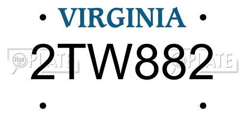 2TW882 Virginia License Plate