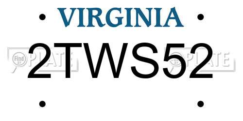 2TWS52 Virginia License Plate