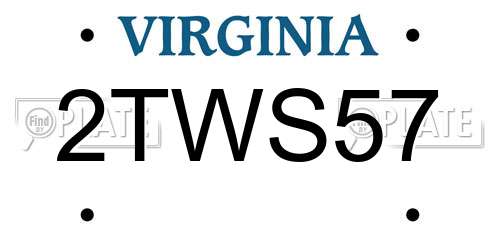 2TWS57 Virginia License Plate