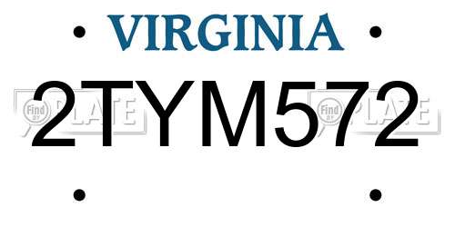 2TYM572 Virginia License Plate