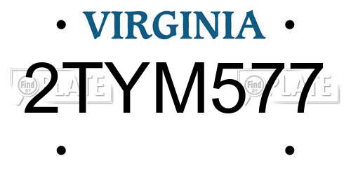 2TYM577 Virginia License Plate
