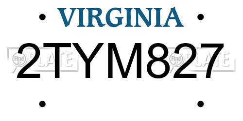 2TYM827 Virginia License Plate
