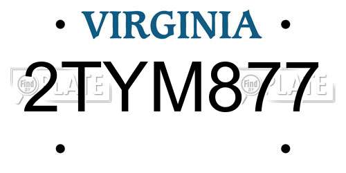 2TYM877 Virginia License Plate