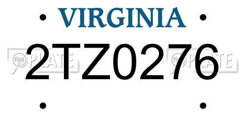 2TZ0276 Virginia License Plate