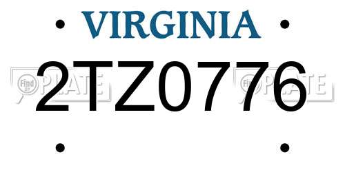 2TZ0776 Virginia License Plate
