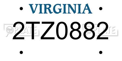 2TZ0882 Virginia License Plate