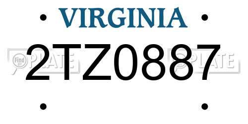 2TZ0887 Virginia License Plate