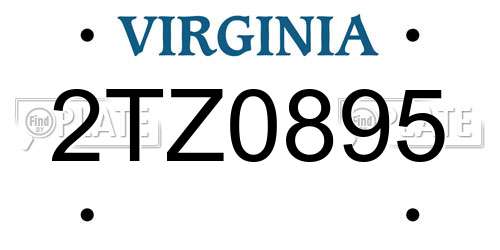2TZ0895 Virginia License Plate