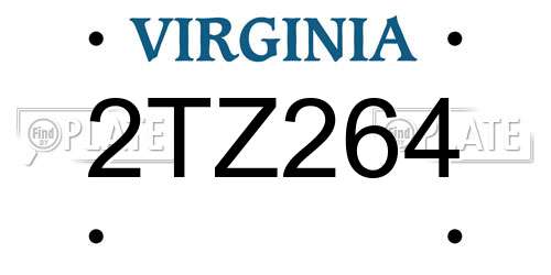 2TZ264 Virginia License Plate