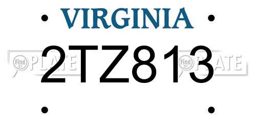 2TZ813 Virginia License Plate