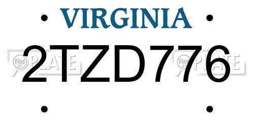 2TZD776 Virginia License Plate