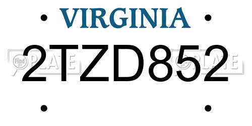2TZD852 Virginia License Plate