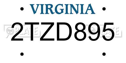 2TZD895 Virginia License Plate