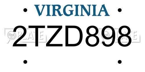 2TZD898 Virginia License Plate