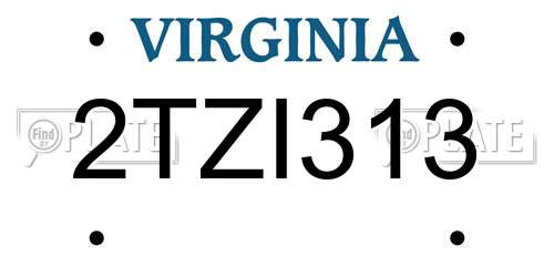 2TZI313 Virginia License Plate