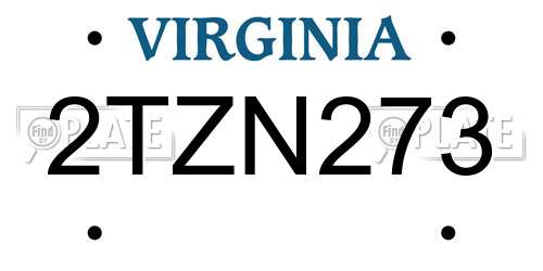 2TZN273 Virginia License Plate