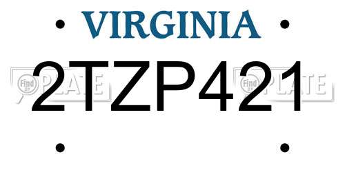 2TZP421 Virginia License Plate