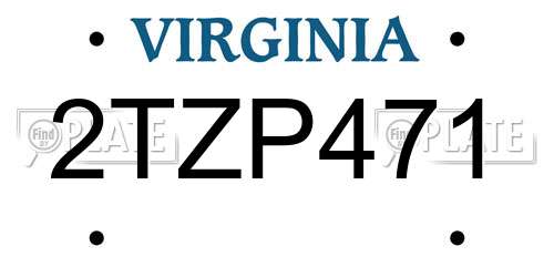 2TZP471 Virginia License Plate