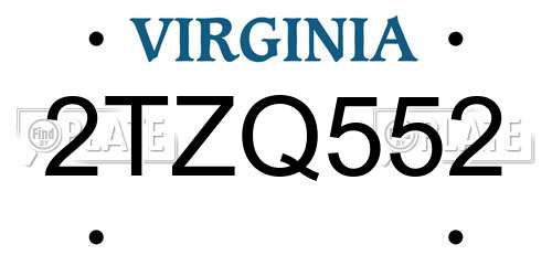2TZQ552 Virginia License Plate