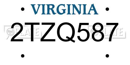 2TZQ587 Virginia License Plate