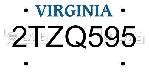 2TZQ595 Virginia License Plate