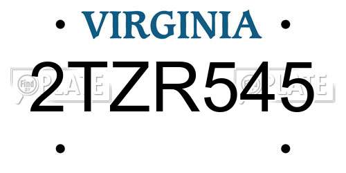 2TZR545 Virginia License Plate