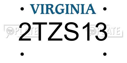 2TZS13 Virginia License Plate