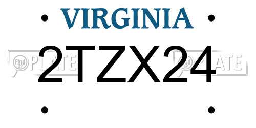 2TZX24 Virginia License Plate